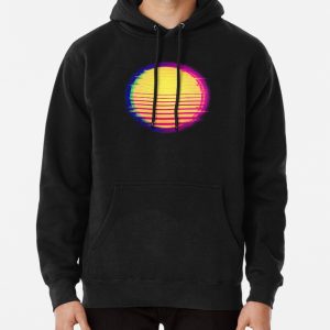Retro Sun Vaporwave Synthwave Glitch Aesthetic Pullover Hoodie