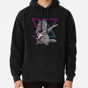 Bass Cat- Rock band kitty playing the bass guitar Pullover Hoodie