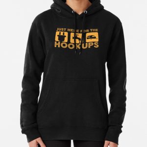 Just Here For the Hookups RV Camper Trailer Mens Camping Gear Pullover Hoodie