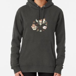 Guinea pig and capybara Tea Party Pattern, Bubu and Moonch Pullover Hoodie