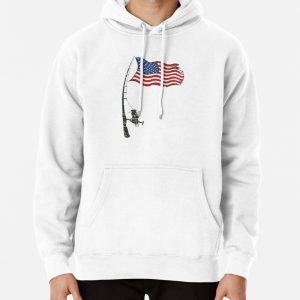 Fishing American Flag Pullover Hoodie