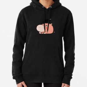 Cute baby hippopotamus and black crow Pullover Hoodie