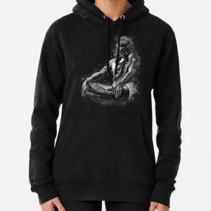 Majestic lord Shiva in Eternal meditation - Black and white Pullover Hoodie