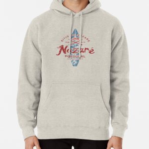 Nazare Portugal Retro Vintage Surfing Pullover Hoodie