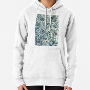 Blue Circle Watercolor Painting Pullover Hoodie