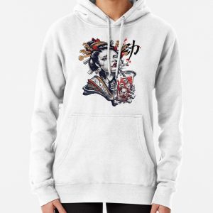 Japanese Geisha Girl Vaporwave Cyberpunk Popart Urban Style Pullover Hoodie