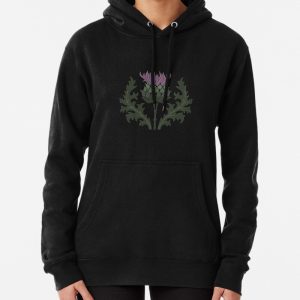 Scottish Thistle Flower of Scotland on Black Pullover Hoodie