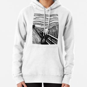 Edvard Munch - The Scream ,black, white Pullover Hoodie