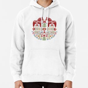 Scandinavian Dala Horse, Swedish Folk Art Pullover Hoodie