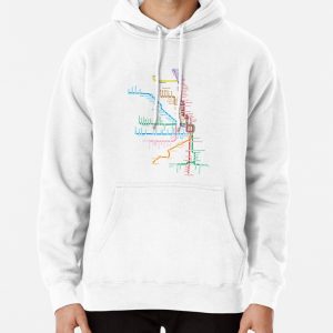 Chicago Trains Map Pullover Hoodie