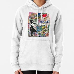 Balloon Girl Street Art Mashup Pullover Hoodie