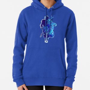 MANDO Silhouette Blue Paint Spatter Pullover Hoodie