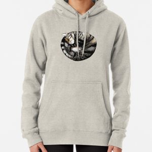 Tranquil Cat Sleeps in a Circle Pullover Hoodie