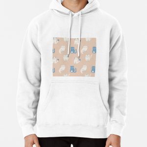 Cute cat beige pattern Pullover Hoodie