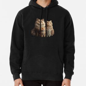 Cool cat family, group photo, cute kittens with parents, cat lovers Pullover Hoodie