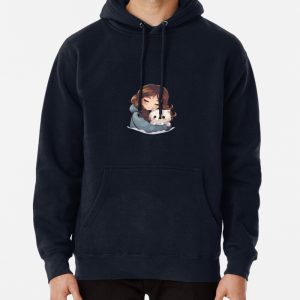 Girl loving cat Pullover Hoodie