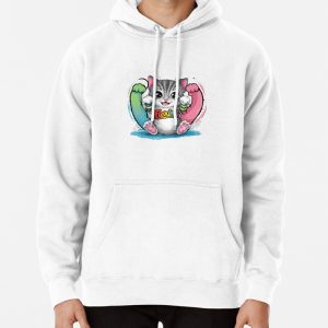 Kawaii Flexing Cat Pullover Hoodie