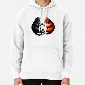 Black and Orange Cats Friendship Pullover Hoodie