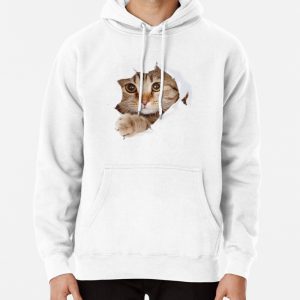 Cat coming through Pullover Hoodie