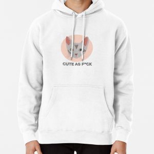 Gray Cat Illustration Pullover Hoodie
