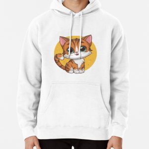 Cat sitting in front of a yellow circle Pullover Hoodie