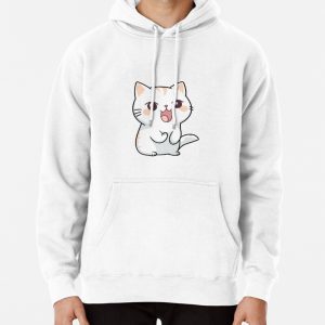 Kawaii meowing cat Pullover Hoodie