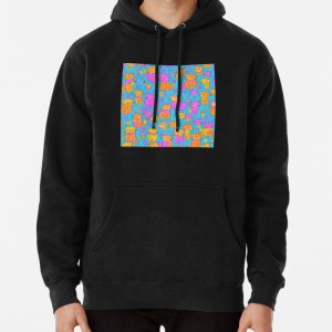 Throw Pillow With Adorable Cat Pattern Design Pullover Hoodie