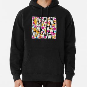 Adorable Cat Pattern Throw Pillow Design Pullover Hoodie