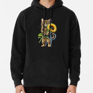 Cute Cat With Sunflower Kitten Mom Lover Mothers Day Pullover Hoodie