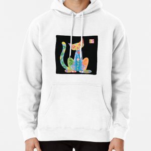 Contemplative Cat Art Work Pullover Hoodie