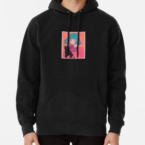 Girl and Cat iii Pullover Hoodie