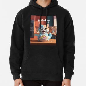 Happy Cat in a Cozy Kitchen 3D Illustration Pullover Hoodie