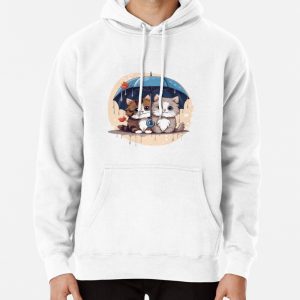 Cute Cats With Umbrella Pullover Hoodie