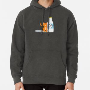 Tabby cat with spilled milk Pullover Hoodie