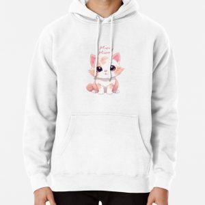 Kawaii Big-Eyed Cat Mion Mion! Cute and Adorable Kitty Illustration Pullover Hoodie