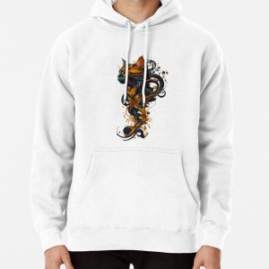 Cat Art Orange Pullover Hoodie