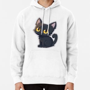 Cartoon Black Cat Pullover Hoodie