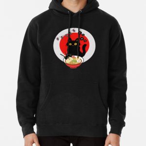 Cat Eating Ramen Noodles Pullover Hoodie