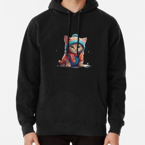 Cute Cat Wearing a Cozy Sweater Pullover Hoodie