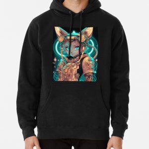 Anime cat girl ( future neon cyberpunk ) Pullover Hoodie
