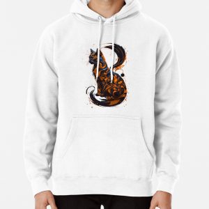 Cat With Flowers Orange Pullover Hoodie