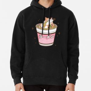 CAT EATING NUDDLES Pullover Hoodie