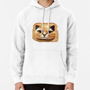 Cat face on bread, cat art Pullover Hoodie