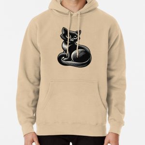 Cute Black Kitten Pullover Hoodie