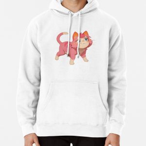 Adorable Pink Cartoon Kitten (5) Pullover Hoodie