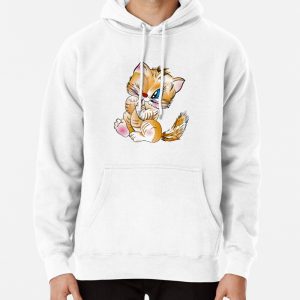 Cute Cat Blushing With Red Nose,Chibi Cute Cat,Cute Cat Pullover Hoodie