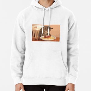 Cat Eating Spaghetti Pullover Hoodie