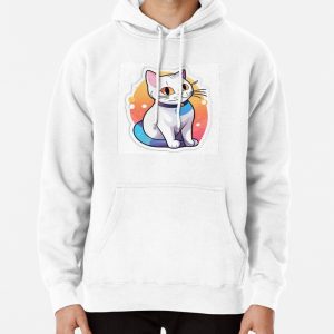 White cat Pullover Hoodie
