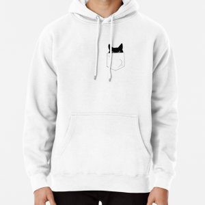 Black Cat Peeking Out of Pocket Pullover Hoodie