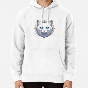 White cat with blue eyes Pullover Hoodie